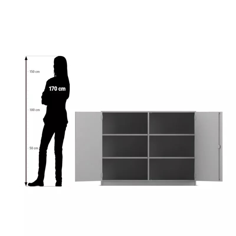 Sideboard, Schrank, Aufbewahrung, Medien, Grau