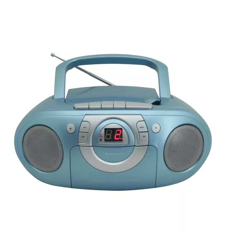 Boombox, Portables Stereo, Blau, Kassettenabspielgerät, Digitale Anzeige