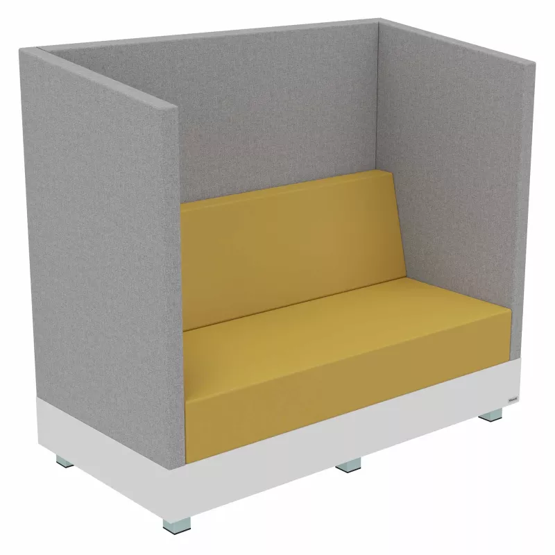 Sessel, Sitzhocker, Sofa-Sessel, Hoher Rücken, Grau, Gelb, Stoffbezug, Kopfstütze