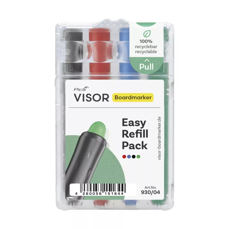 Boardmarker, Visor, Easy Refill Pack, Green cap, Multi-color caps