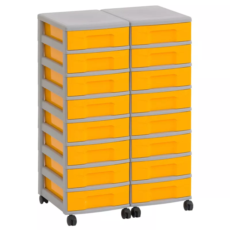 Werkzeugschubladen, Aufbewahrungsschrank, Rollschrank, Kastenset, Gelb grau