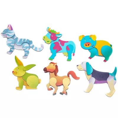 Tierfiguren, Holzteile, Bauernhof Tiere, Puzzlefiguren, bunte Tiere