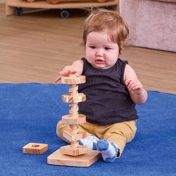 Holzspielzeug, Stapelspiel, Babyspielzeug, Holzbausteine, Tierfreie Farbe