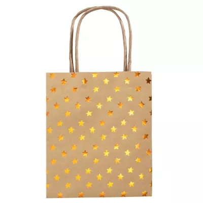 Geschenktasche, Papier, Sterne, Gold, Henkeln