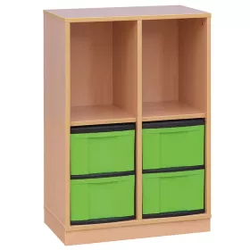 Klassenzimmerregal, 98 x 40,8 x 66,5, mit 2 Fächern und 4 Boxen
