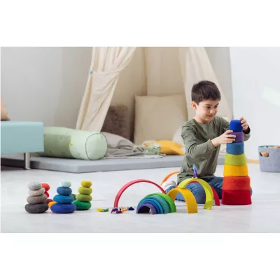 Kinderspielzeug, Kreisel, Stapelturm, Bunte Bausteine, Rainbow Spielzeug