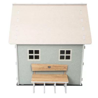 Holzspielzeug, Miniaturhaus, Puppenhaus, Holzhaus, Sitzbank