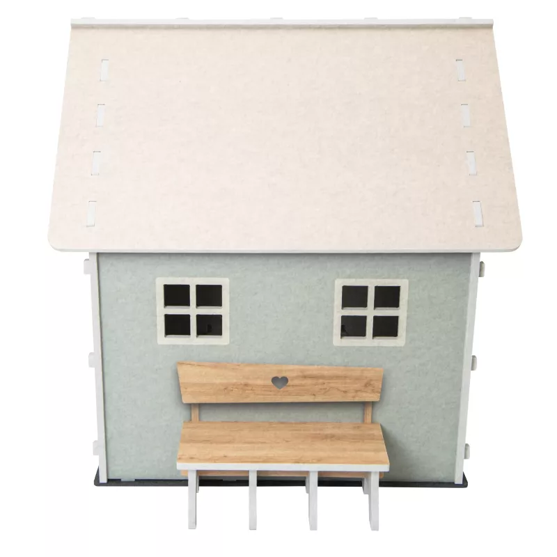 Holzspielzeug, Miniaturhaus, Puppenhaus, Holzhaus, Sitzbank