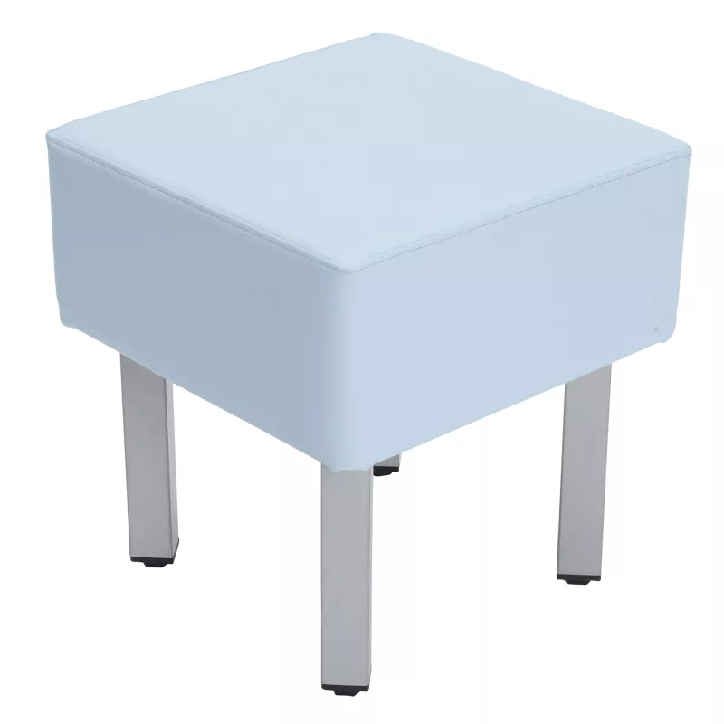 Hocker, Pouf, Hellblau, gepolstert, Metallbeine