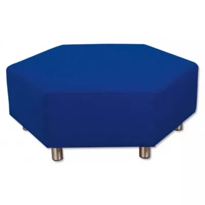 Polsterhocker, Sofa-Hocker, Blau, runde Form, Metallbeine