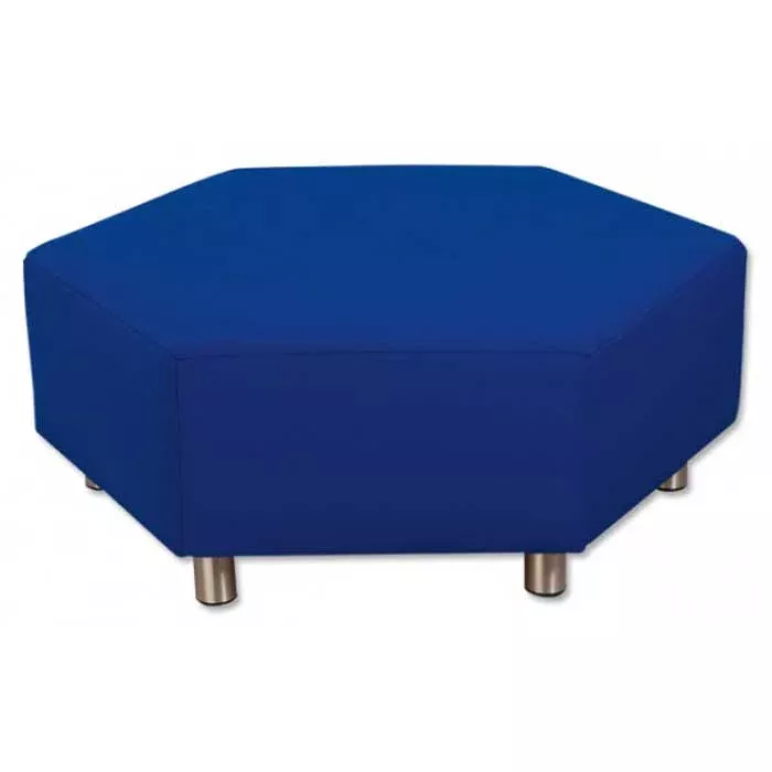 Polsterhocker, Sofa-Hocker, Blau, runde Form, Metallbeine