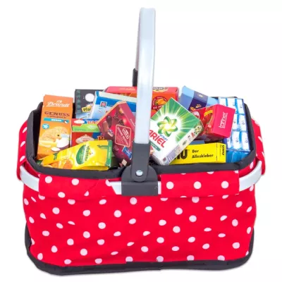 Einkaufskorb, Korb, Paketkorb, Tasche, Polka-Dot-Korb