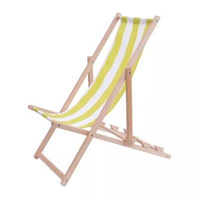 Strandkorb, Holzgestell, Stoffstuhl, Gelb, Gestreift