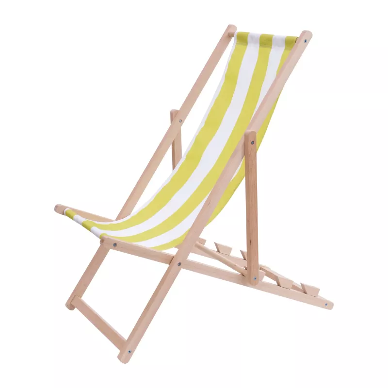 Strandkorb, Holzgestell, Stoffstuhl, Gelb, Gestreift