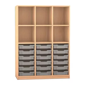 Mittelhohes Regal, 143,9 x 108,5 x 48 cm, mit 18 Boxen und 6 Fächern