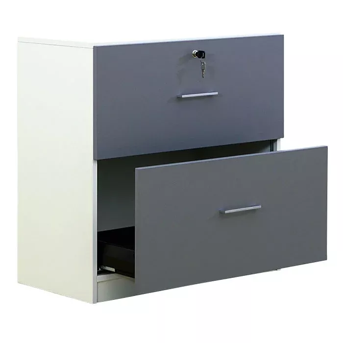 Schubladen-Unterschrank, Schrankkombination, Metallgriff, dunkelgrau, 2-Schubladen