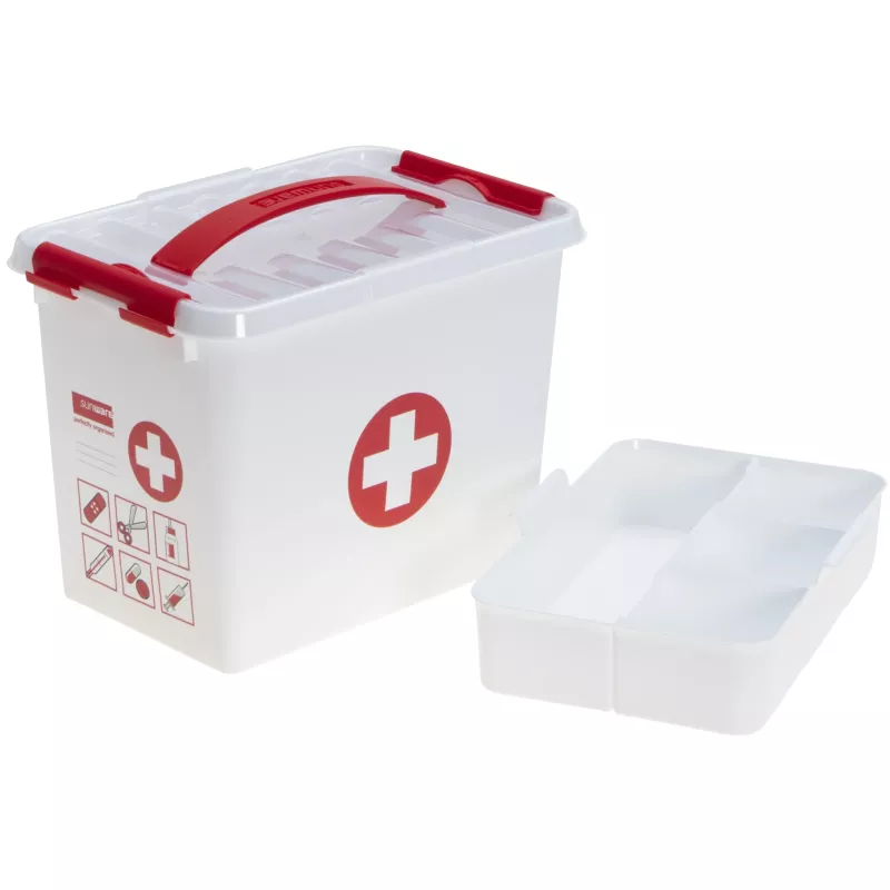 Erste Hilfe Box, Koffer, Rotes Kreuz, Weiß, Aufbewahrungsbox