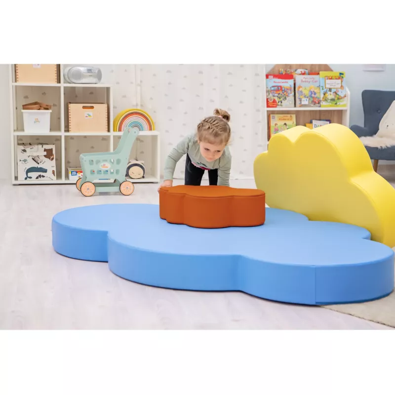 Kuschelmatte, Bodenmatte, Kinderzimmer, Puzzle-Form, Kalkstein-Orange
