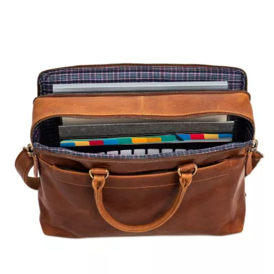 Leder Tasche, Braun, Handtasche, Reißverschluss, Fächer