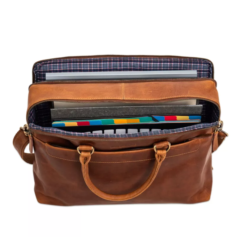 Leder Tasche, Braun, Handtasche, Reißverschluss, Fächer