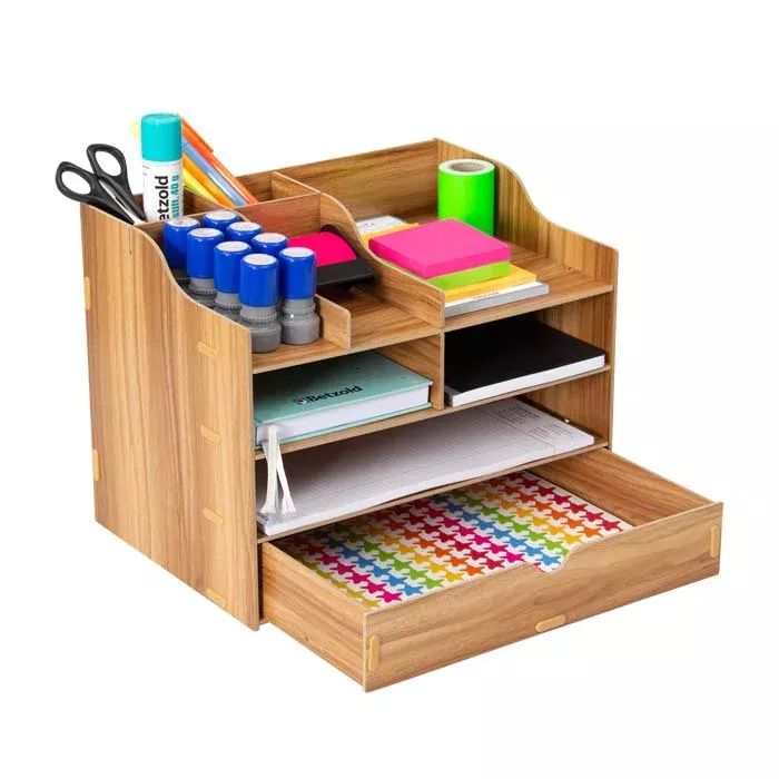 Schreibtisch Organizer, Schreibtisch-Organizer, Schreibtisch-Set, Holz Organizer, Schublade mit Muster