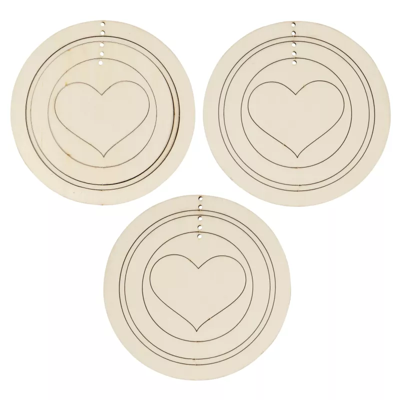 Holzdeko, Herz-Medallion, Runde Wanddekoration, Aus Holz, Natürliche Farbe