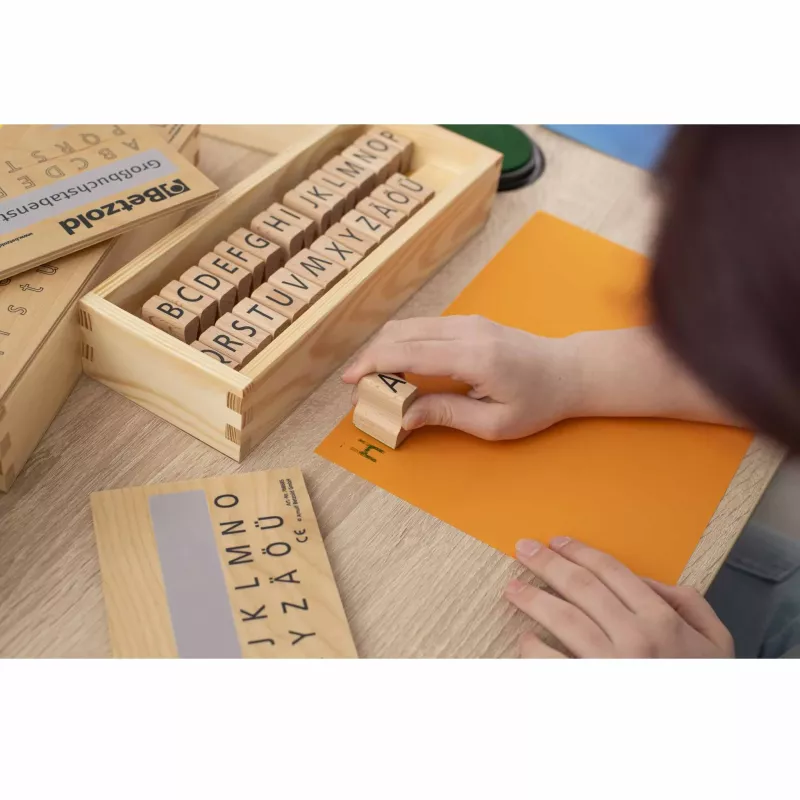 Buchstabenstempel, Alphabet Stempel, Holzstempel, Schreibspiel, Kinderwerkzeug