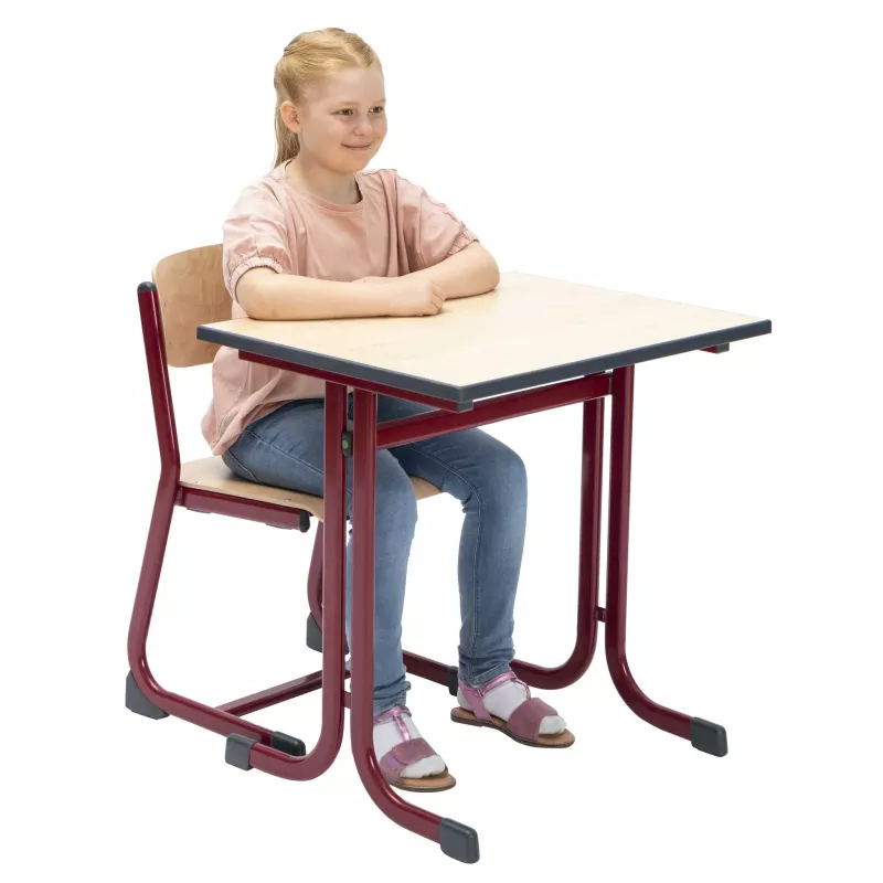 Schülerps-tisch, Schreibtisch, Kinderstuhl, Holztisch, Metallrahmen