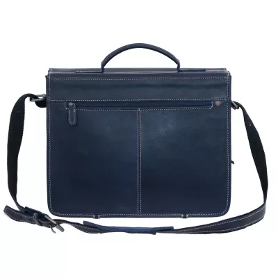 Ledertasche, Messenger Bag, Navy Blau, Reißverschluss, Schultergurt