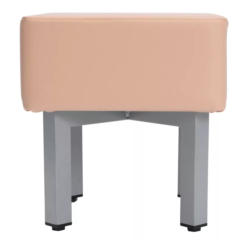 Hocker, Pfirsich, Kunstleder, Pink, Grau Beine