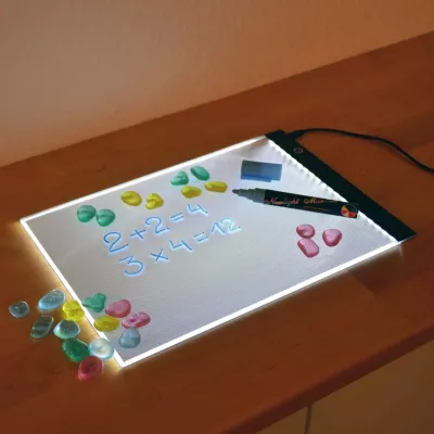 LED-Board, Light Panel, Dry-erase, Multicolor gems, Marker pen