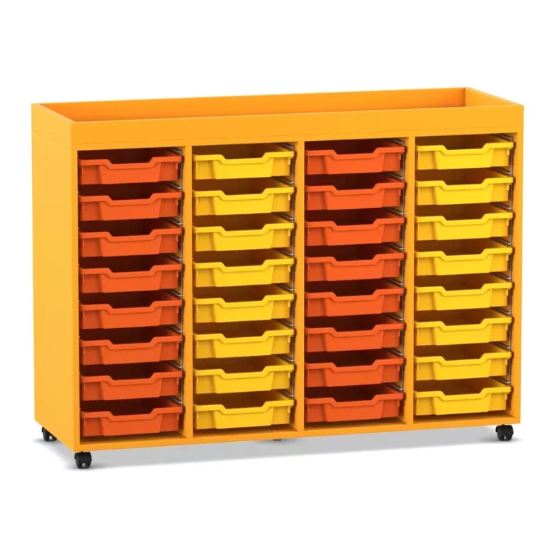 Werkzeugwagen, Aufbewahrungskasten, Schubkastenbehälter, orangefarbener Schrank, mobiler Stauraum