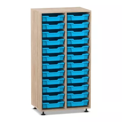 Mittelhohes Regal, 143,9 x 73,1 x 48, mit 24 Boxen
