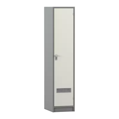 stahl Schrank, Schließfach, Belüftungsgitter, Einzeltür, grau beige