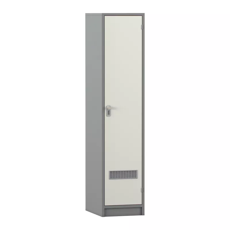 stahl Schrank, Schließfach, Belüftungsgitter, Einzeltür, grau beige