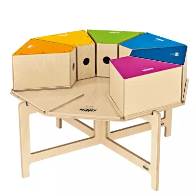 wooden, Holztisch, Farbensteine, modular, Pyramide Stein