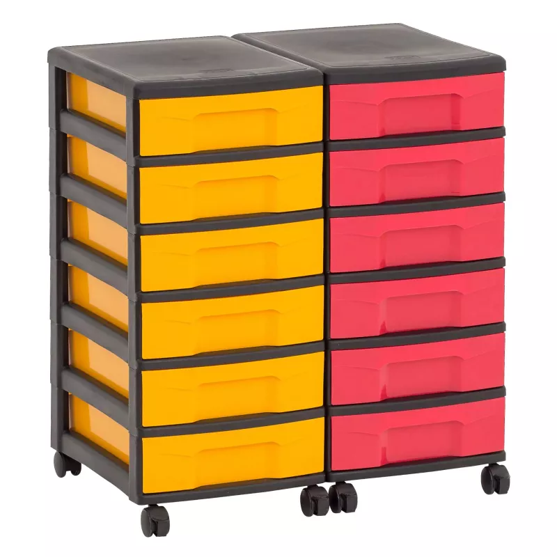 Schubladenbox, Aufbewahrungsbehälter, Rollcontainer, Kunststoff, Kasten mit Rollen