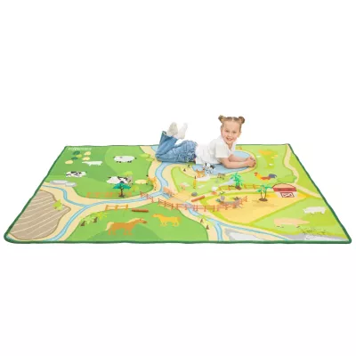Spielteppich, Kinderteppich, Landschaftsmotiv, Tiermotive, Großformatig