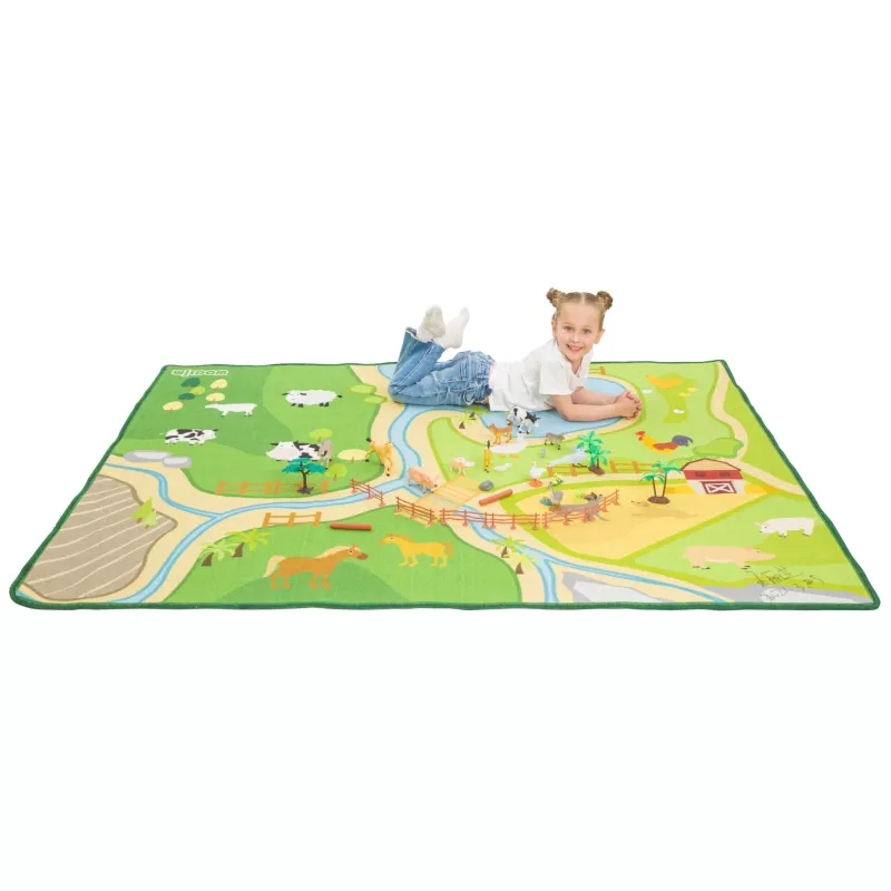 Spielteppich, Kinderteppich, Landschaftsmotiv, Tiermotive, Großformatig