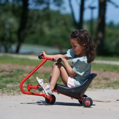 kleines fahrrad, trike, rot, spielerisch, kindersitz