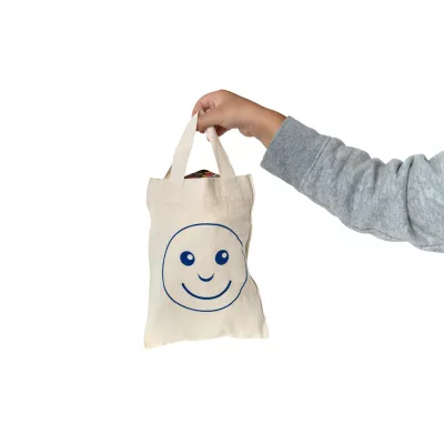 Canvas-Tasche, Tote-Tasche, Smile-Gesicht, Blau-Druck, Kindertasche