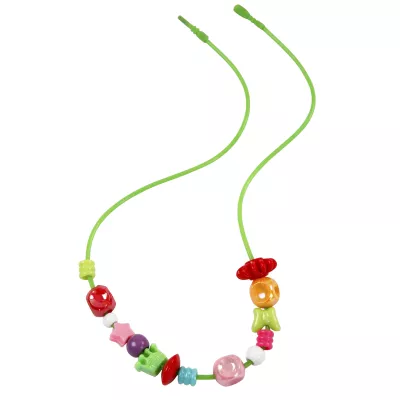 Jongle-Perlen, Perlenkette, bunte Perlen, neon-grüne Schnur, Kinder Schmuck