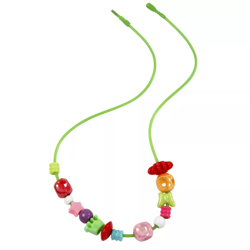 Jongle-Perlen, Perlenkette, bunte Perlen, neon-grüne Schnur, Kinder Schmuck