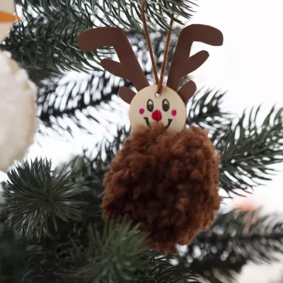 Reh- Anhänger, Weihnachtsbaumschmuck, Holzmasse, Plüschen, Kugel Ornament