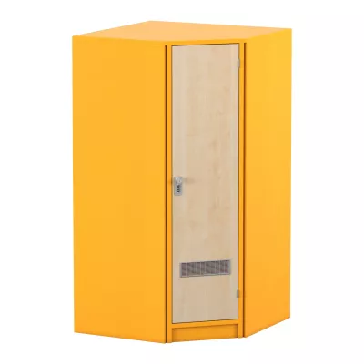 Schrank, Küche, Metall, orange, Tür mit Lüftung
