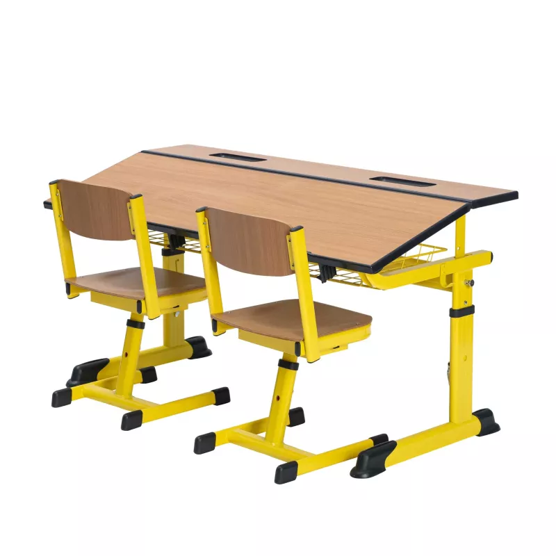 Schreibtisch, Schüler-Set, Schreibtischstuhl, Gelb, Pausen- oder Lernmöbel