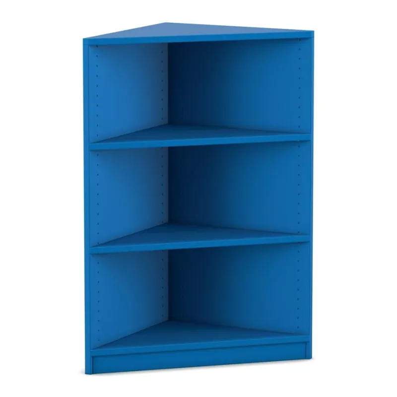 Regal, Bücherregal,  offenes Regal, Bau aus Metall, blaue Farbe