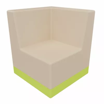 Eckhocker, Wandhocker, Sessel-Ecke, Beige, Grüne Basis