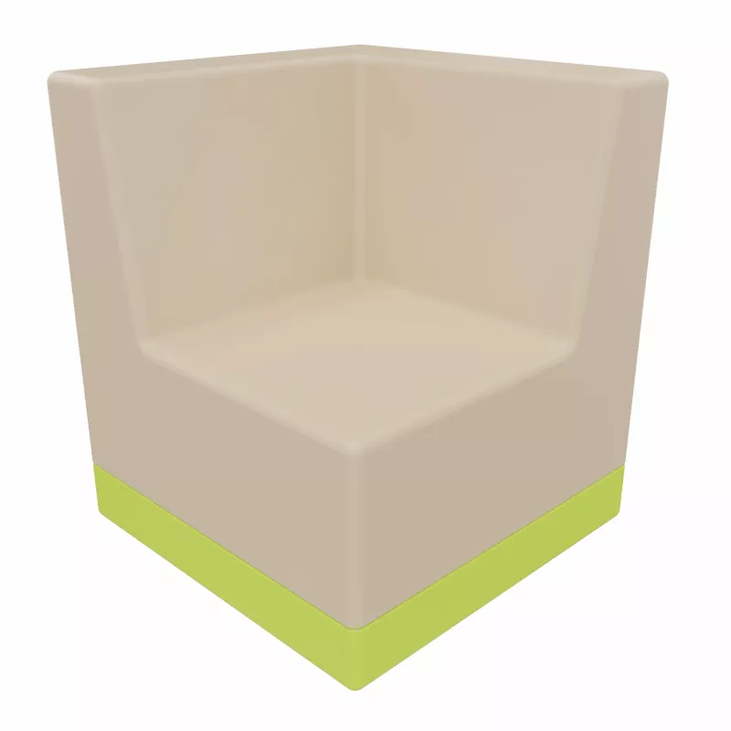 Eckhocker, Wandhocker, Sessel-Ecke, Beige, Grüne Basis