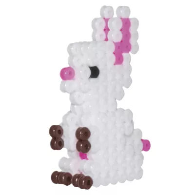beaded figure, Hase, weiß, rosa Akzente, braune Nase